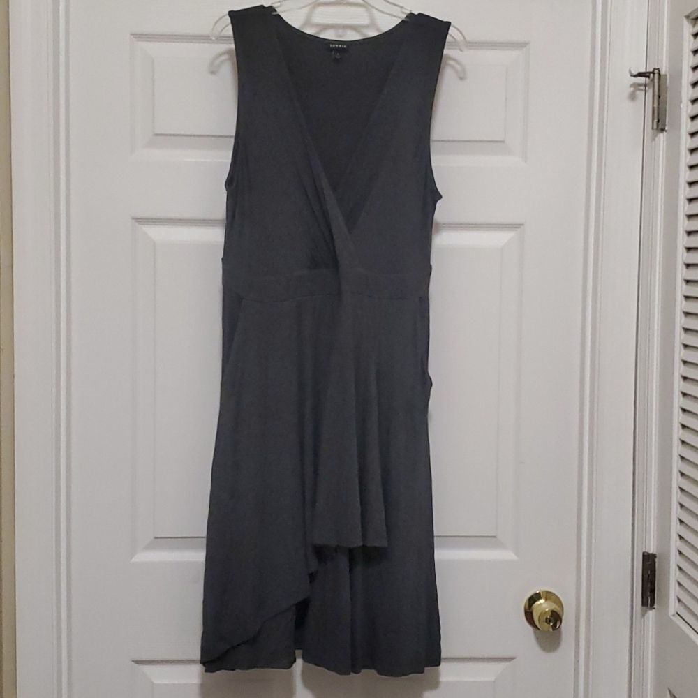 TORRID gray faux lap front sleeveless dress